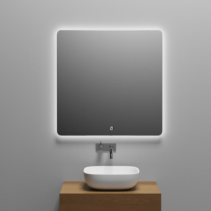 Copenhagen Bath Orø speil med lys, 80x80 cm