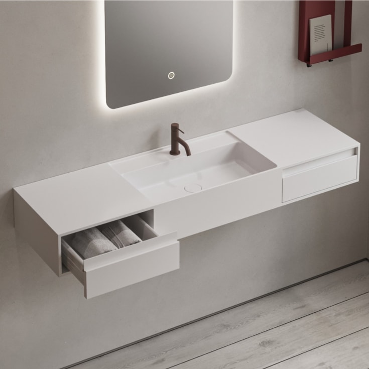 Copenhagen Bath Modul CA 140 servant med skuffer, 140x40 cm, hvit matt