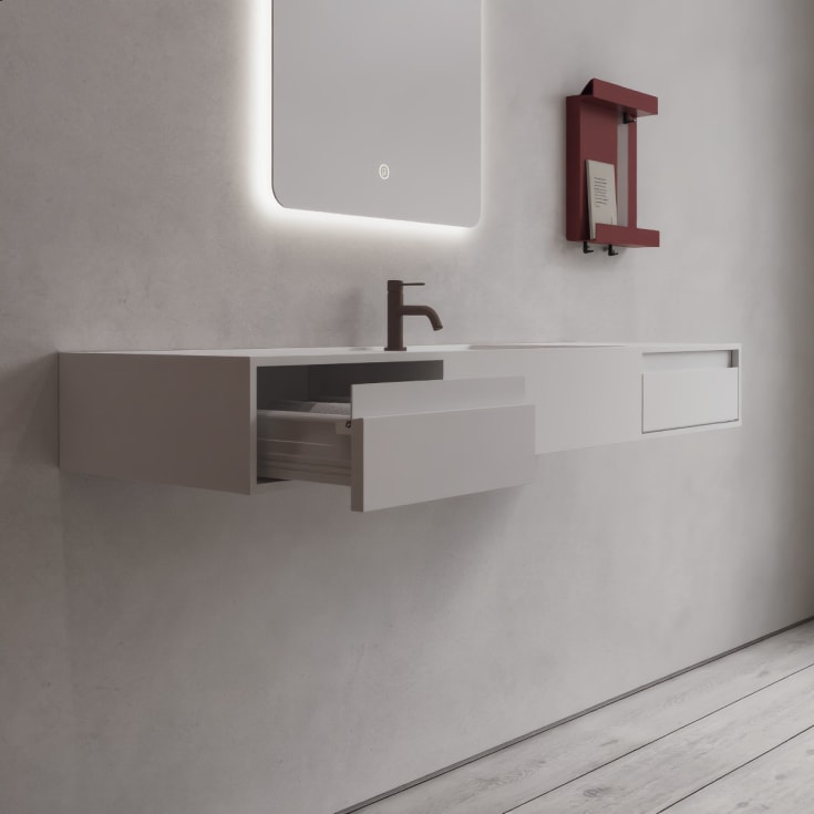 Copenhagen Bath Modul CA 140 servant med skuffer, 140x40 cm, hvit matt