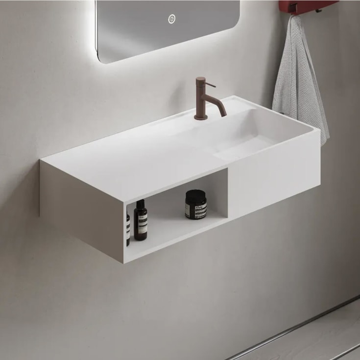 Copenhagen Bath Modul SH 80 servant med hylle, høyre, 80x40 cm, hvit matt