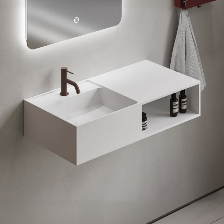 Copenhagen Bath Modul SH 80 servant med hylle, venstre, 80x40 cm, hvit matt