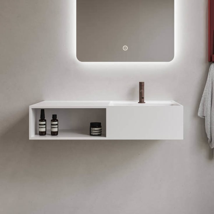Copenhagen Bath Modul SH 80 servant med hylle, høyre, 80x40 cm, hvit matt
