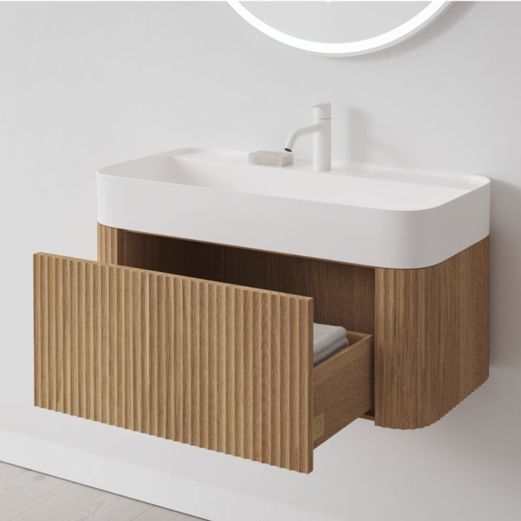 Copenhagen Bath Yuno Kontur 80 servantskap, med servant, 80x41 cm, eik