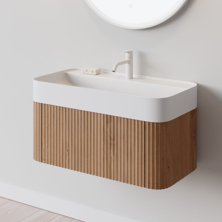 Copenhagen Bath Yuno Kontur 80 servantskap, med servant, 80x41 cm, eik