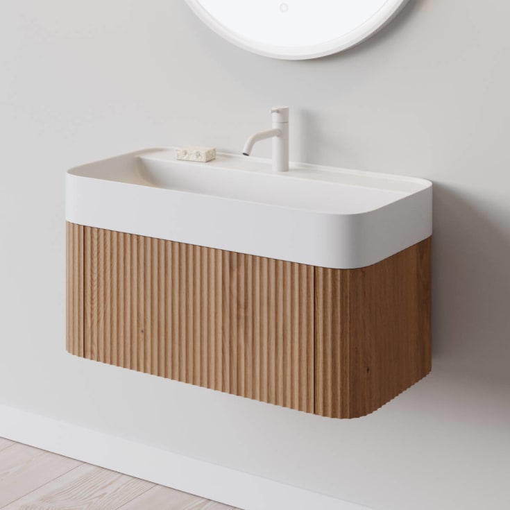 Copenhagen Bath Yuno Kontur 80 servantskap, med servant, 80x41 cm, eik