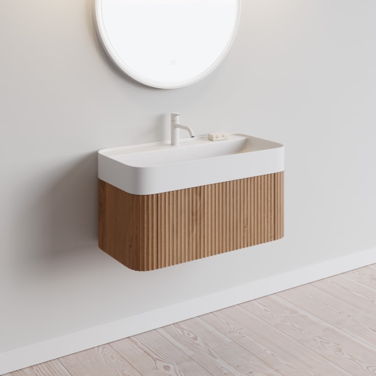 Copenhagen Bath Yuno Kontur 80 servantskap, med servant, 80x41 cm, eik