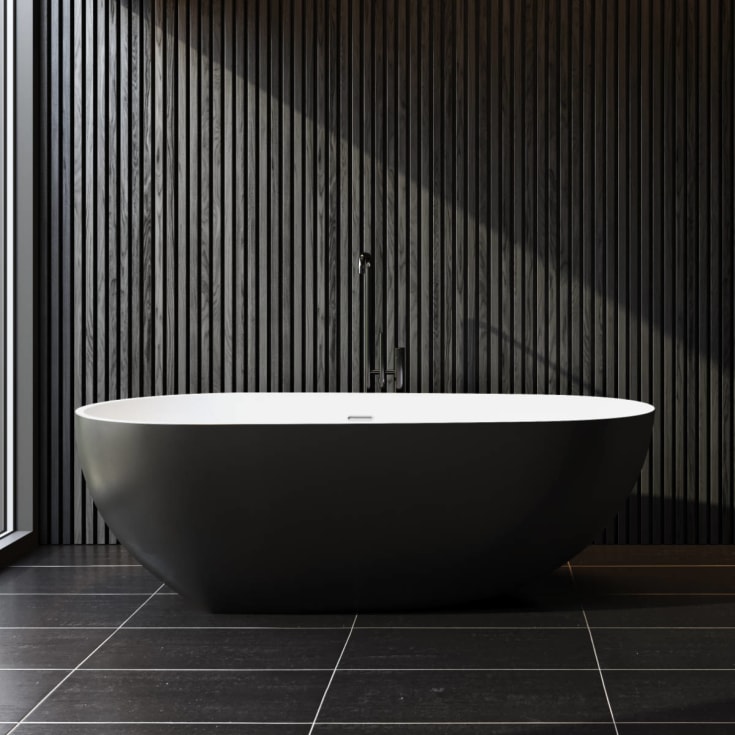 Copenhagen Bath Helsinki frittstående badekar, 169x88 cm, sort/hvit matt