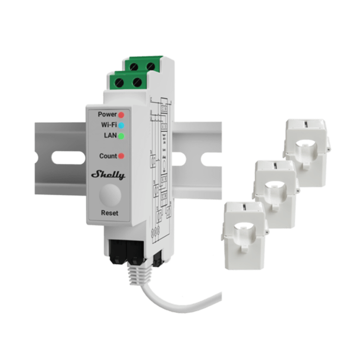 Shelly Pro energimåler 120A, 3-faset, wifi