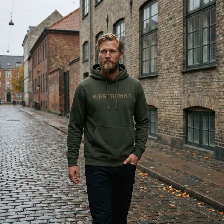 Westborn Logo hættetrøje, Dark Olive, M