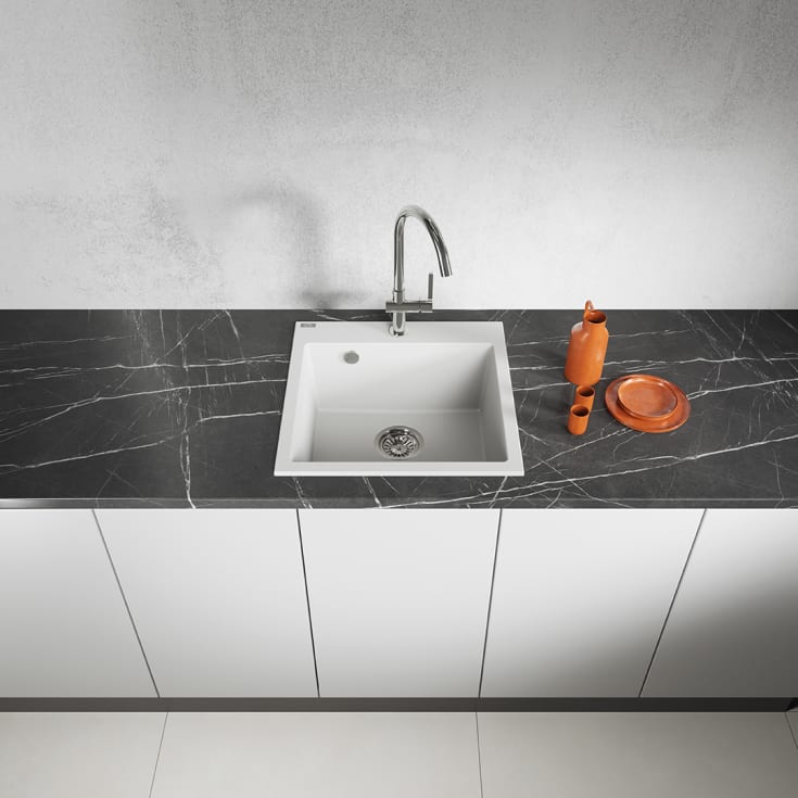 Laveo Alena diskbänk, 49x49 cm, vit