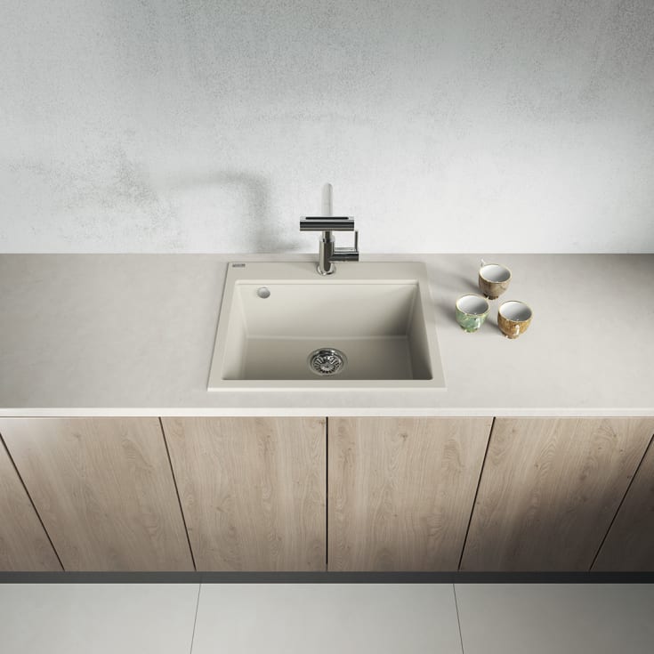 Laveo Tau køkkenvask, 57x50 cm, beige