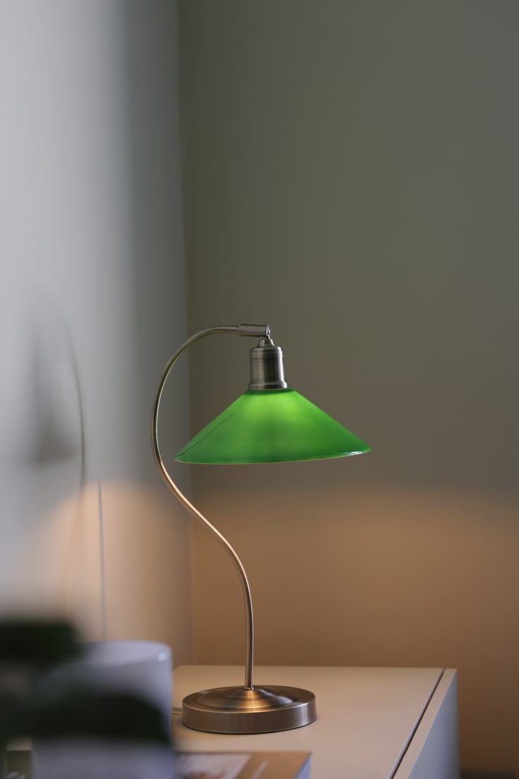 Markslöjd Vela bordlampe 1l antikmessing/grøn