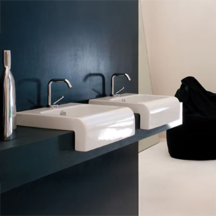 Lavabo Boxo 1031 servant, 450x415 mm, 1 blanderhull, hvit med ECS