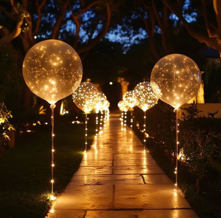 Veli Line balloner med LED ljuskedja, 2-pak