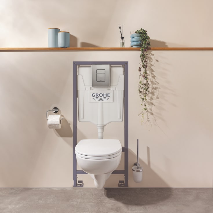 Grohe Solido 5-i-1 vägghängd toalettpaket, utan spolkant, vit/krom