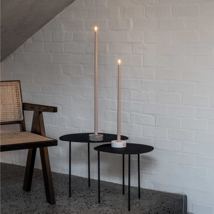 Uyuni LED kronelys, høj, batteri, beige