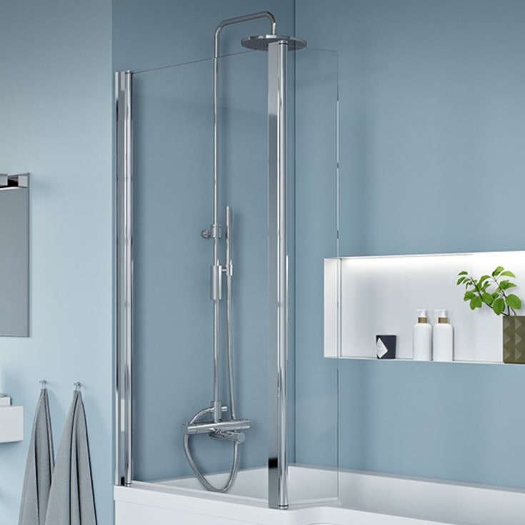 Strømberg Quantum badekarsvæg, 80 cm, klart glas, krom profil
