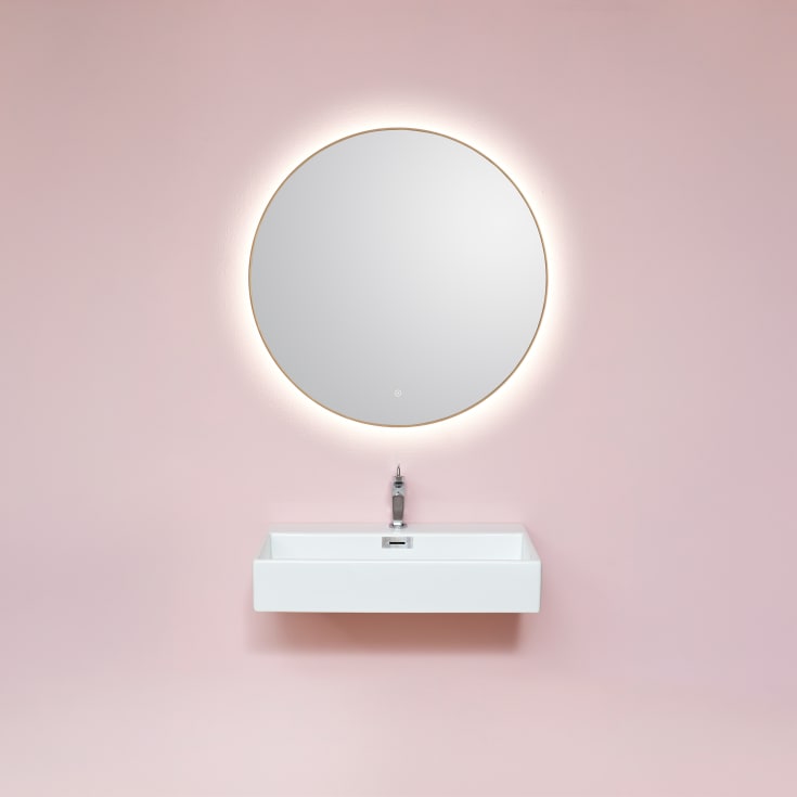 Cassøe Toscana spegel med belysning, touch, Ø90 cm, mässing