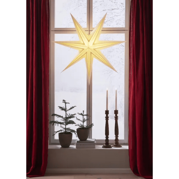Star Trading Holly adventsstjärna med ljus, 95 cm, vit