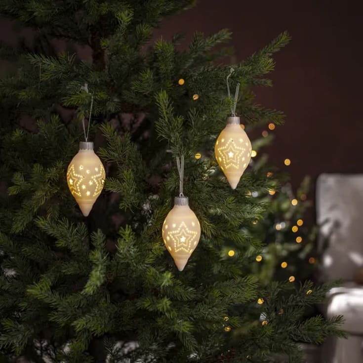 Star Trading Gota porselenskuler med lys, 13,3 cm, 3-pakning