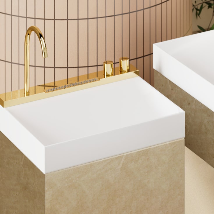 Hansgrohe Avalegra Aquaunit tvättställ med blandare, 58x47,5 cm, guld