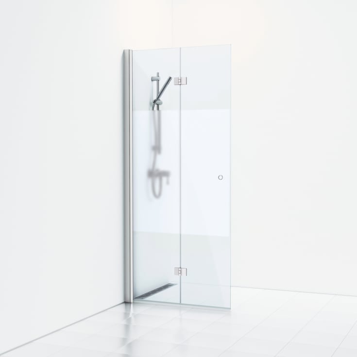 Svedbergs Skoga brusedør, 67 cm, halvfrostet glas, mat aluminium profil