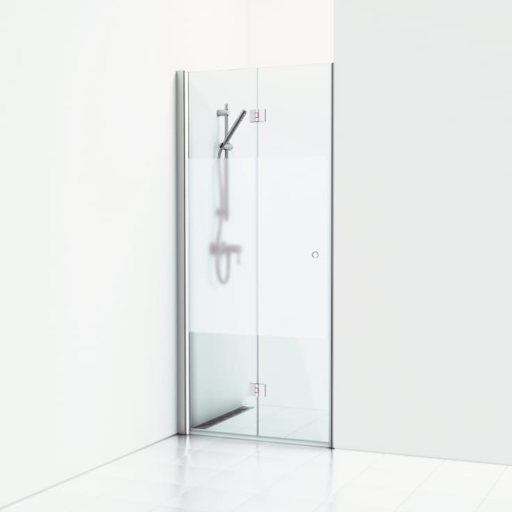 Svedbergs Skoga brusedør, 89,5 cm, halvfrostet glas, mat aluminium profil