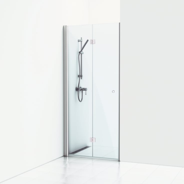 Svedbergs Skoga brusedør, 99,5 cm, klart glas, mat aluminium profil
