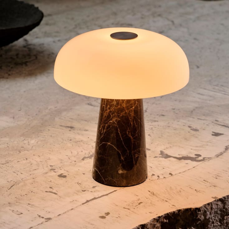 Dtfp Glossy genopladelig bordlampe, sort marmor