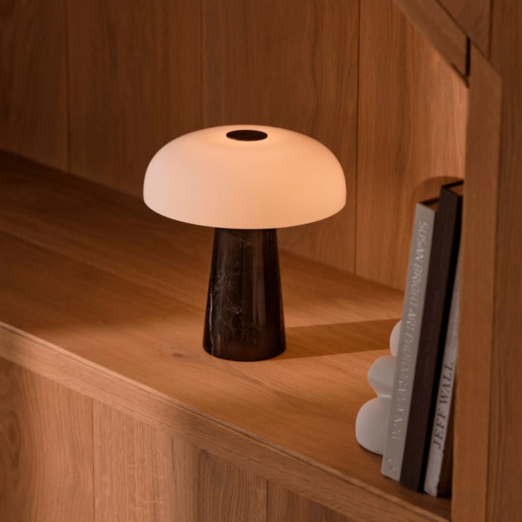 Dtfp Glossy genopladelig bordlampe, sort marmor