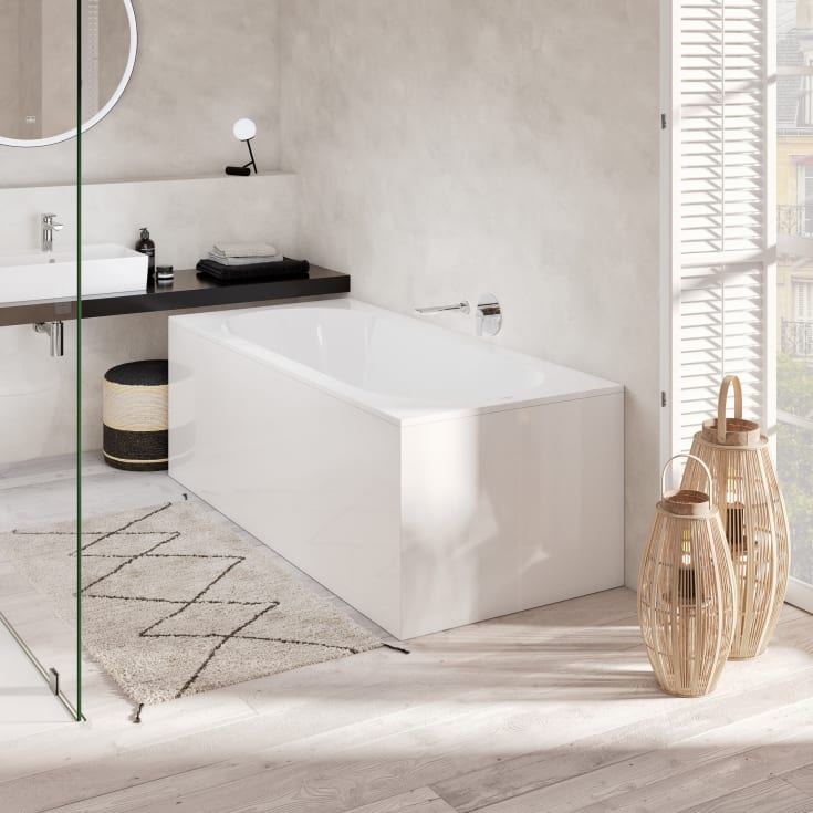 Villeroy & Boch Oberon badekar for innbygging, Quaryl, 180x80 cm, hvit