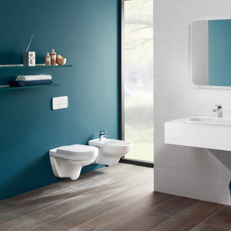 Villeroy & Boch O.novo toalettpakke, med sete, uten skyllekant, hvit