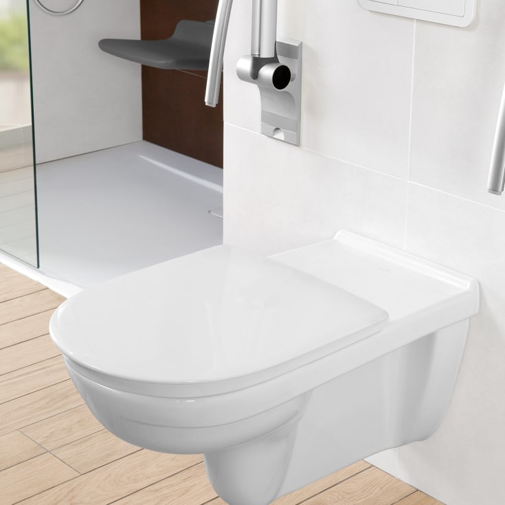 Villeroy & Boch ViCare vegghengt toalett, uten skyllekant, 36x70 cm, hvit