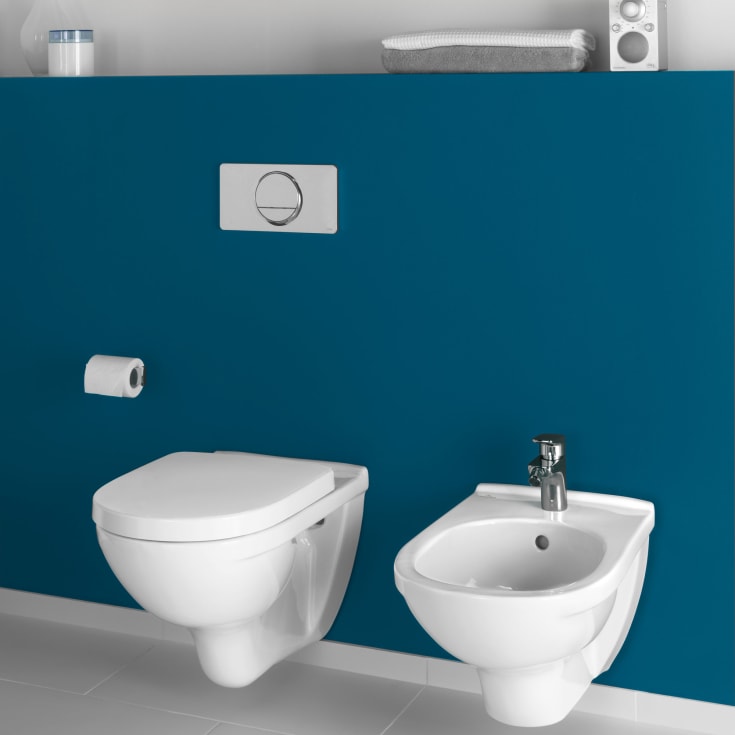 Villeroy & Boch O.novo toalettpakke, med sete, u/skyllekant, CeramicPlus, hvit