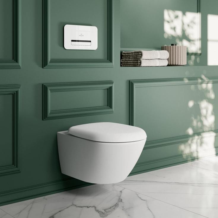 Villeroy & Boch Antao vegghengt toalett, u/skyllekant, CeramicPlus, 56x37 cm, stone white