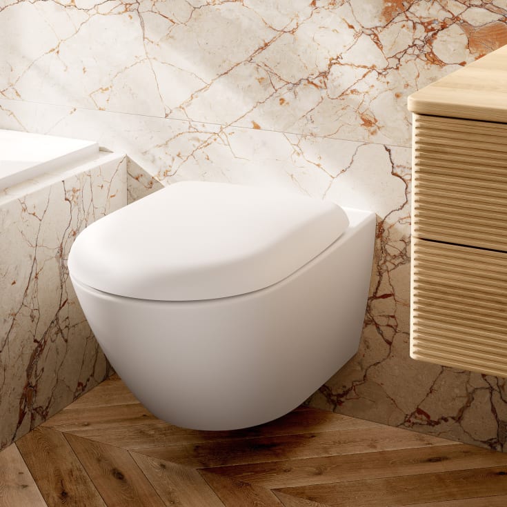 Villeroy & Boch Antao væghængt toilet, uden skyllekant, rengøringsvenlig, mat hvid