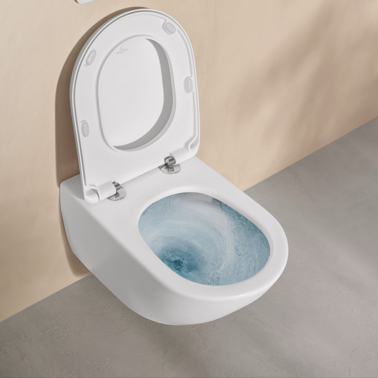 Villeroy & Boch Antao vegghengt toalett, u/skyllekant, CeramicPlus, 56x37 cm, stone white