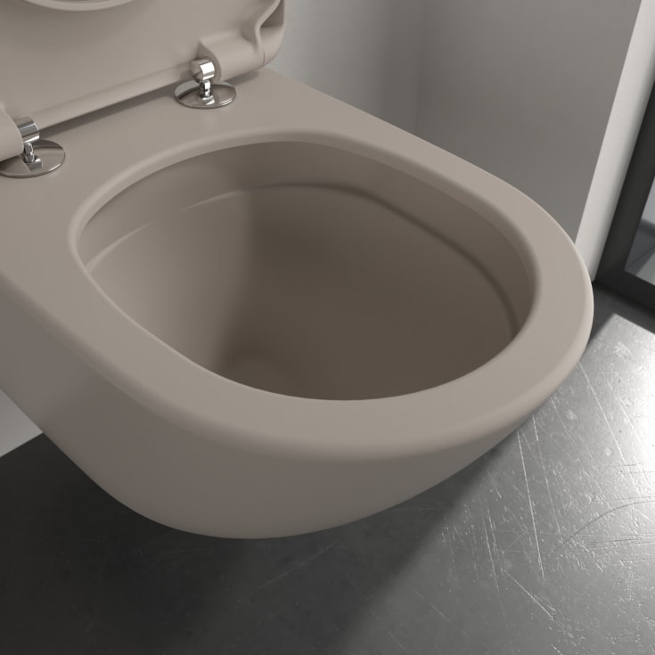 Villeroy & Boch Antao vägghängd toalett, utan spolkant, rengöringsvänlig, matt beige