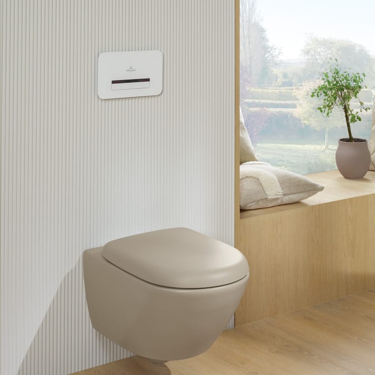Villeroy & Boch Antao vägghängd toalett, utan spolkant, rengöringsvänlig, matt beige