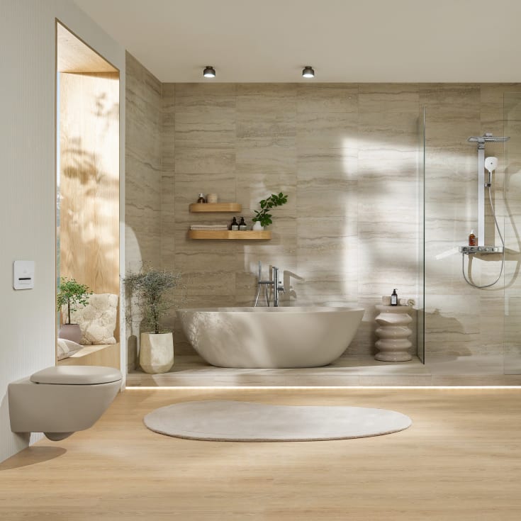 Villeroy & Boch Antao vägghängd toalett, utan spolkant, rengöringsvänlig, matt beige
