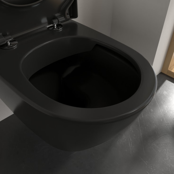 Villeroy & Boch Subway 2.0 vegghengt toalett, CeramicPlus, 37x56 cm, sort matt