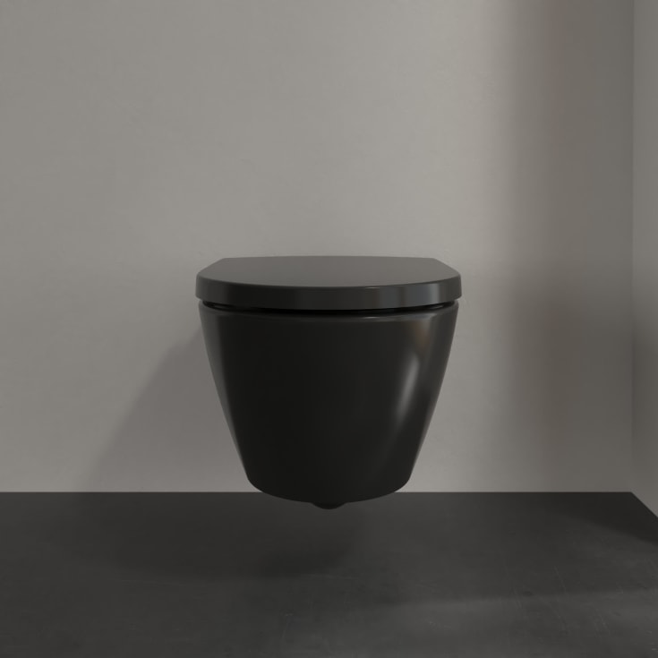 Villeroy & Boch Subway 2.0 vegghengt toalett, CeramicPlus, 37x56 cm, sort matt