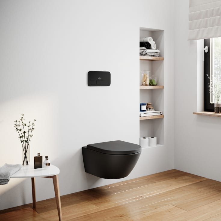 Villeroy & Boch Subway 2.0 vegghengt toalett, CeramicPlus, 37x56 cm, sort matt