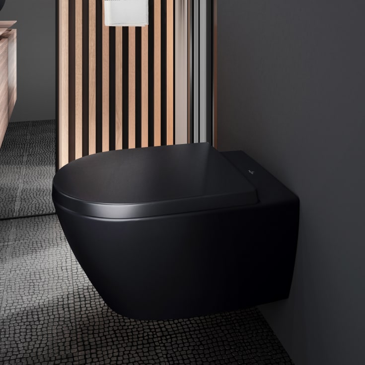 Villeroy & Boch Subway 2.0 vegghengt toalett, CeramicPlus, 37x56 cm, sort matt