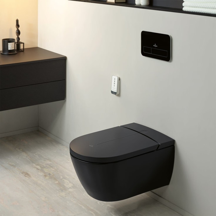 Villeroy & Boch ViClean-I 100 dusjtoalett, uten skyllekant, CeramicPlus, sort matt
