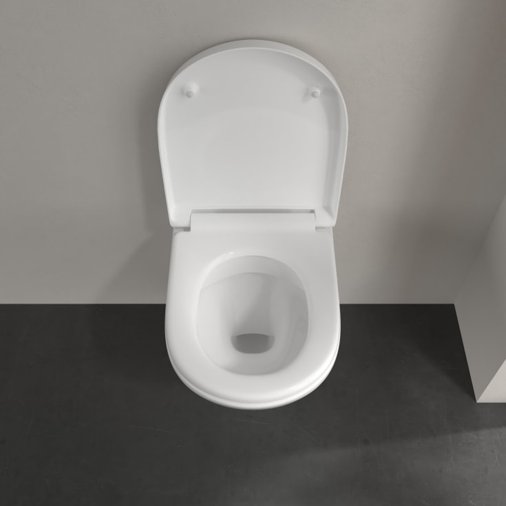 Villeroy & Boch O.Novo kompakt vegghengt toalett, uten skyllekant, CeramicPlus, hvit