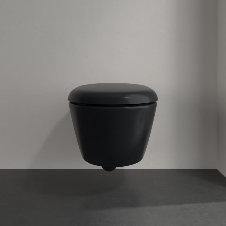Villeroy & Boch Antao vegghengt toalett, uten skyllekant, CeramicPlus, sort matt