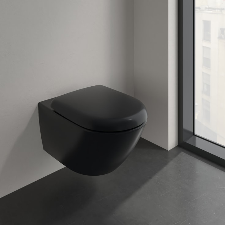 Villeroy & Boch Antao vegghengt toalett, uten skyllekant, CeramicPlus, sort matt