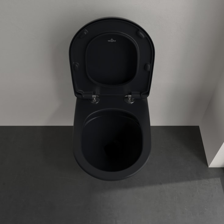 Villeroy & Boch Antao vegghengt toalett, uten skyllekant, CeramicPlus, sort matt
