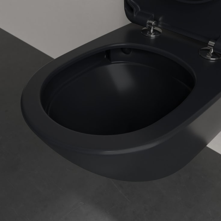 Villeroy & Boch Antao vegghengt toalett, uten skyllekant, CeramicPlus, sort matt